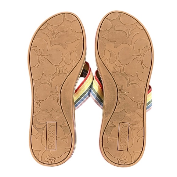 Roxy Colbert Hi High Multicolor Rainbow Stripe Cushioned Sandals Flip Flops 10 - Picture 9 of 11